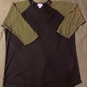 LuLaRoe Black Ribbed Top 3/4 sleeve